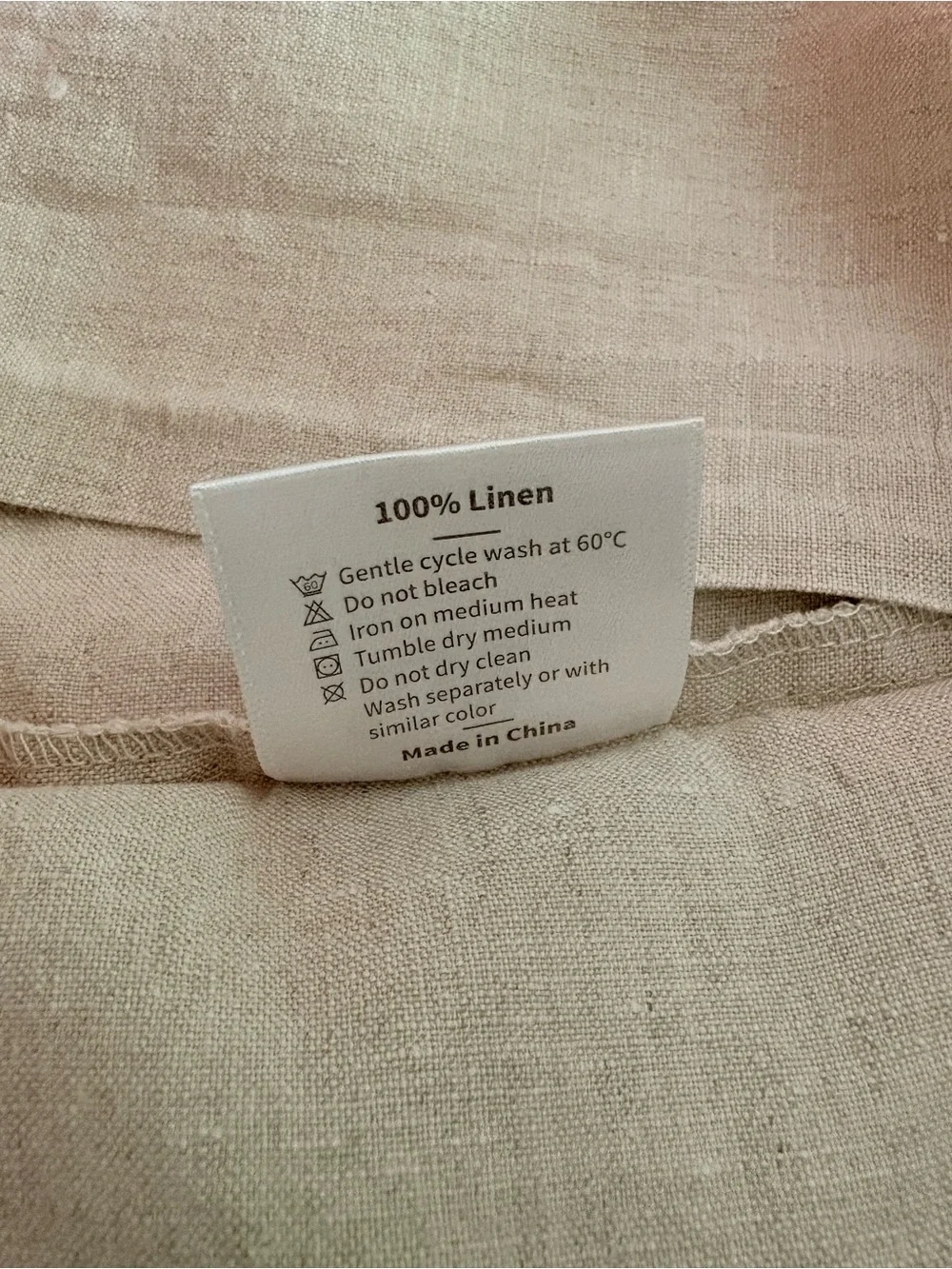 Simple & Opulence 100% Linen KING Pillowcase Hand Hemstitch Neutral EUC